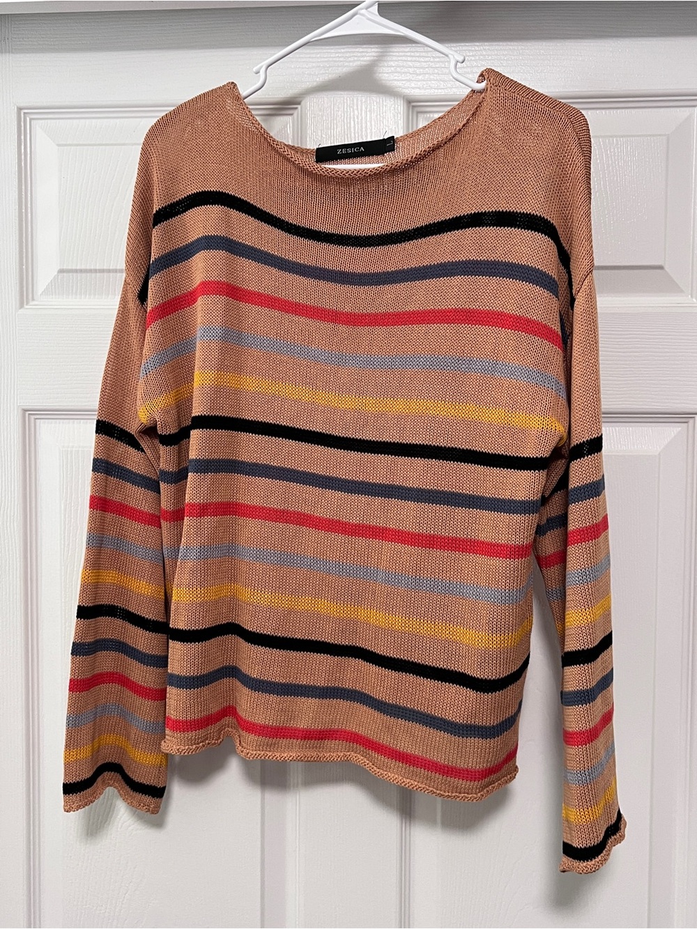 Taupe Striped Lightweight Sweater